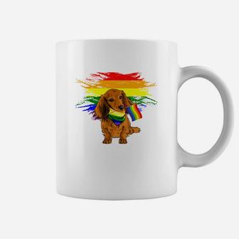 Gay Pride Flag Dachshund Dog Happy LGBT Month Coffee Mug - Seseable