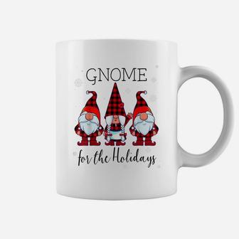 Gnome For The Holidays Buffalo Plaid 3 Gnomes Christmas Xmas Coffee Mug | Crazezy UK