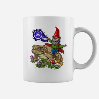 Gnome Riding Frog Hippie Peace Fantasy Psychedelic Forest Coffee Mug | Crazezy DE