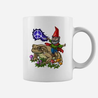 Gnome Riding Frog Hippie Peace Fantasy Psychedelic Forest Sweatshirt Coffee Mug | Crazezy