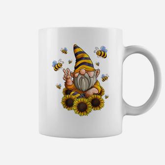 Gnome Sunflower With Bees Funny Gardening Gnome Hippie Gift Raglan Baseball Tee Coffee Mug | Crazezy