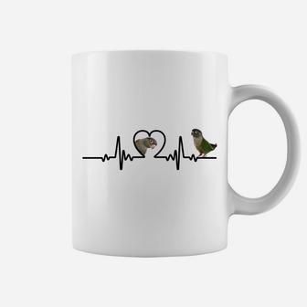 Green Cheek Conure Apparel, Heart Beat Parrot Bird Coffee Mug | Crazezy CA