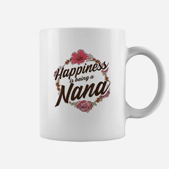 Happiness Is Being A Nana Cute Floral Mothers Day Gift Coffee Mug | Crazezy CA