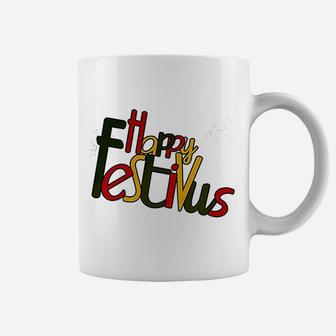 Happy Festivus In Red Gold And Green With A Frosty Snowflake Coffee Mug - Thegiftio