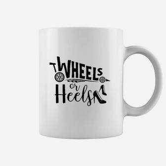 Heels Or Wheels Gender Reveal For Mom Dad Party Shower Coffee Mug | Crazezy DE