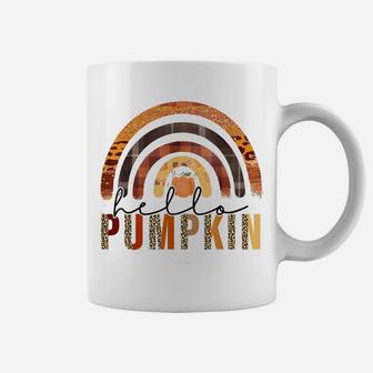 Hello Pumpkin Leopard Funny Boho Rainbow Thanksgiving Coffee Mug | Crazezy DE