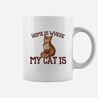 Home Is Where My Cat Is Fun Orange Tabby Coffee Mug | Crazezy CA