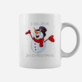 I Believe In | Cute Christmas Funny Holiday Snowman Saying Coffee Mug | Crazezy