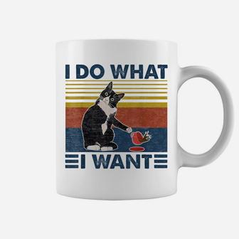 I Do What I Want Cat Vintage Funny Animal Kitty Lovers Tees Coffee Mug | Crazezy