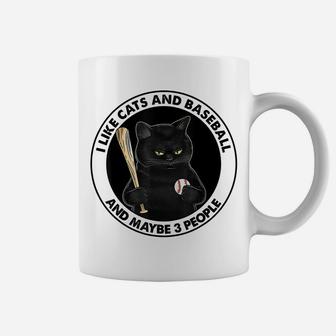I Like Cats And Baseball And Maybe 3 People Black Cat Coffee Mug | Crazezy UK
