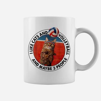 I Like Cats And Volleyball And Maybe 3 People Cat Lovers Coffee Mug | Crazezy