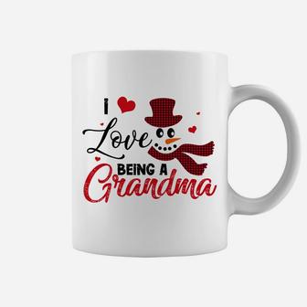 I Love Being A Grandma Snowman Plaid Red Family Christmas Sweatshirt Coffee Mug | Crazezy DE