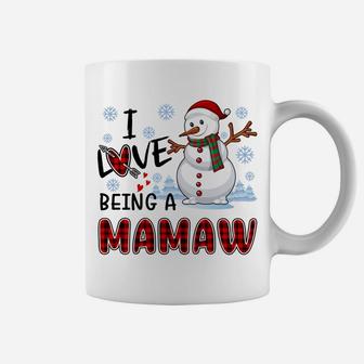 I Love Being A Mamaw Cute Hearts Snowflakes Snowman Gifts Sweatshirt Coffee Mug | Crazezy AU
