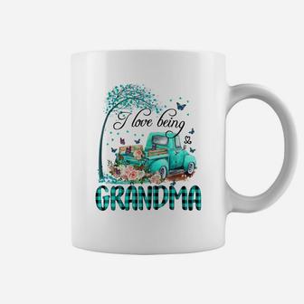 I Love Being Grandma Flower Truck Coffee Mug | Crazezy DE
