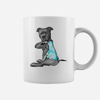 I Love Mom Funny Staffordshire Bull Terrier Tattooed Coffee Mug | Crazezy