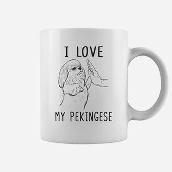 I Love My Pekingese Dad Pekingese Mom Dog Pekingese Lover Raglan Baseball Tee Coffee Mug | Crazezy