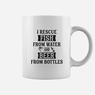 I Rescue Fish From Water And Beer From Bottles Funny Fishing Drinking Coffee Mug | Crazezy AU