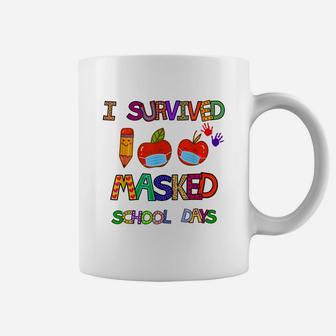 I Survived 100 Masked School Days Student Teacher Gift Coffee Mug - Seseable
