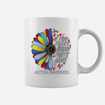 In This Family Nobody Fights Alone Autism Sunflower Gift Coffee Mug | Crazezy