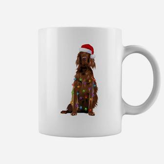Irish Setter Christmas Lights Xmas Dog Lover Santa Hat Coffee Mug | Crazezy AU