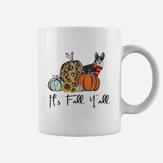 Its Fall Yall Corgi Dog Leopard Pumpkin Sunflower Coffee Mug | Crazezy