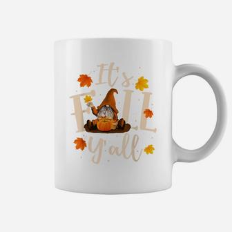 It's Fall Y'all Cute Gnomes Pumpkin Autumn Tree Fall Leaves Coffee Mug | Crazezy DE