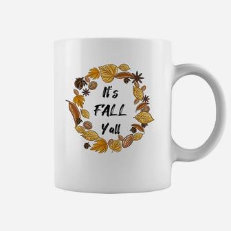 Its Fall Yall Leaf Wreath Art Fall Thanksgiving Autumn Gift Coffee Mug - Thegiftio UK