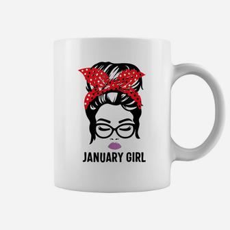January Girl Woman Face Wink Eyes Lady Face Birthday Coffee Mug | Crazezy