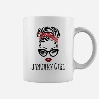 January Girl Woman Face Wink Eyes Lady Face Birthday Gifts Coffee Mug | Crazezy