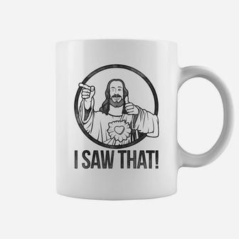 Jesus Peeking I Saw That Funny Christian Meme Raglan Baseball Tee Coffee Mug | Crazezy DE