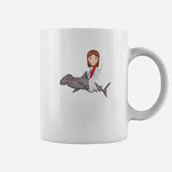 Jesus Riding A Hammerhead Shark Premium Coffee Mug - Thegiftio