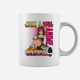 Just A Girl Who Loves Anime Ramen Sketching Teen Merchandise Coffee Mug | Crazezy DE