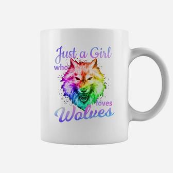 Just A Girl Who Loves Wolves - Moon Wolf Shirt Girls Women Coffee Mug | Crazezy