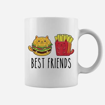 Kawaii Cat Burger And Fries Matching Best Friend Food Lover Coffee Mug | Crazezy DE