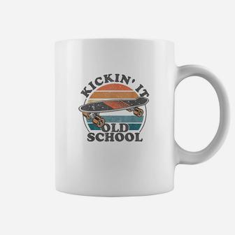 Kickin It Old School 80S Retro Skateboard Longboard 90S Gift Coffee Mug | Crazezy