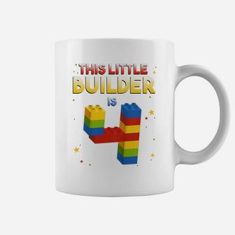 Kids 4 Years Old Builder Boy Girl Gift Building Blocks Birthday Coffee Mug | Crazezy