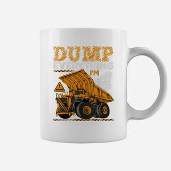 Kids 4 Years Old Construction Truck Dumper 4Th Birthday Boy Coffee Mug | Crazezy