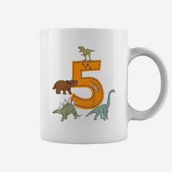 Kids 5Th Birthday Boys Dino Dinosaurs Gift Birthday Coffee Mug | Crazezy CA