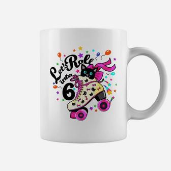 Kids Birthday Shirt Girl, 6 Year Old Roller Skate Cat Bday Outfit Coffee Mug | Crazezy AU