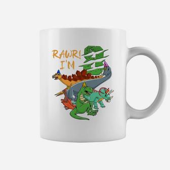 Kids Dino Rawr I'm 8Th Birthday Dinos 8 Year Old Boys Dinosaur Coffee Mug | Crazezy AU