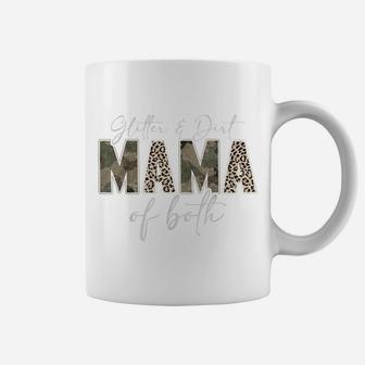 Leopard Glitter Dirt Mom Mama Of Both Camouflage Mothers Day Coffee Mug | Crazezy CA