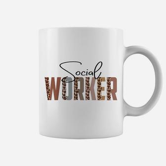 Leopard Social Worker Funny Job Title School Worker Coffee Mug | Crazezy UK
