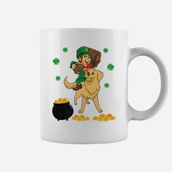 Leprechaun Ride Golden Retriever Drink Beer Gold Coffee Mug - Thegiftio UK
