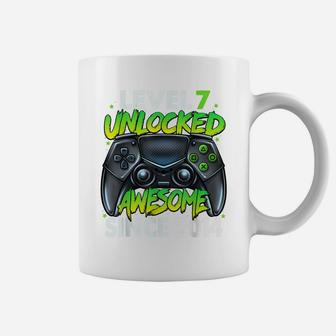 Level 7 Unlocked Awesome Since 2014 7Th Birthday Gaming Coffee Mug | Crazezy