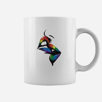 Lips Kissing Rainbow Coffee Mug | Crazezy