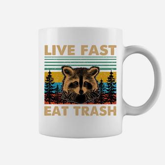 Live Fast Eat Trash Funny Raccoon Camping Vintage Retro Sweatshirt Coffee Mug | Crazezy DE