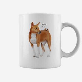 Love Is Basenji Shirt Dog Mom Dad Puppy Cute Pet Valentines Coffee Mug | Crazezy