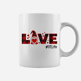 Love Ot Life Gnome Flannel Valentine's Day Coffee Mug | Crazezy DE