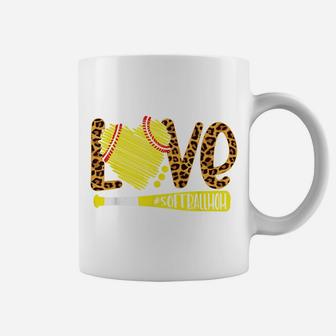 Love Softball Mom Leopard Print Baseball Lover Mother's Day Coffee Mug | Crazezy