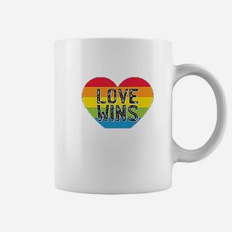 Love Wins Pride Rainbow Heart Coffee Mug | Crazezy